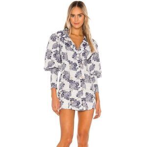 Majorelle Blue Floral Donnie Mini Blazer Dress in French Blue x Revolve
